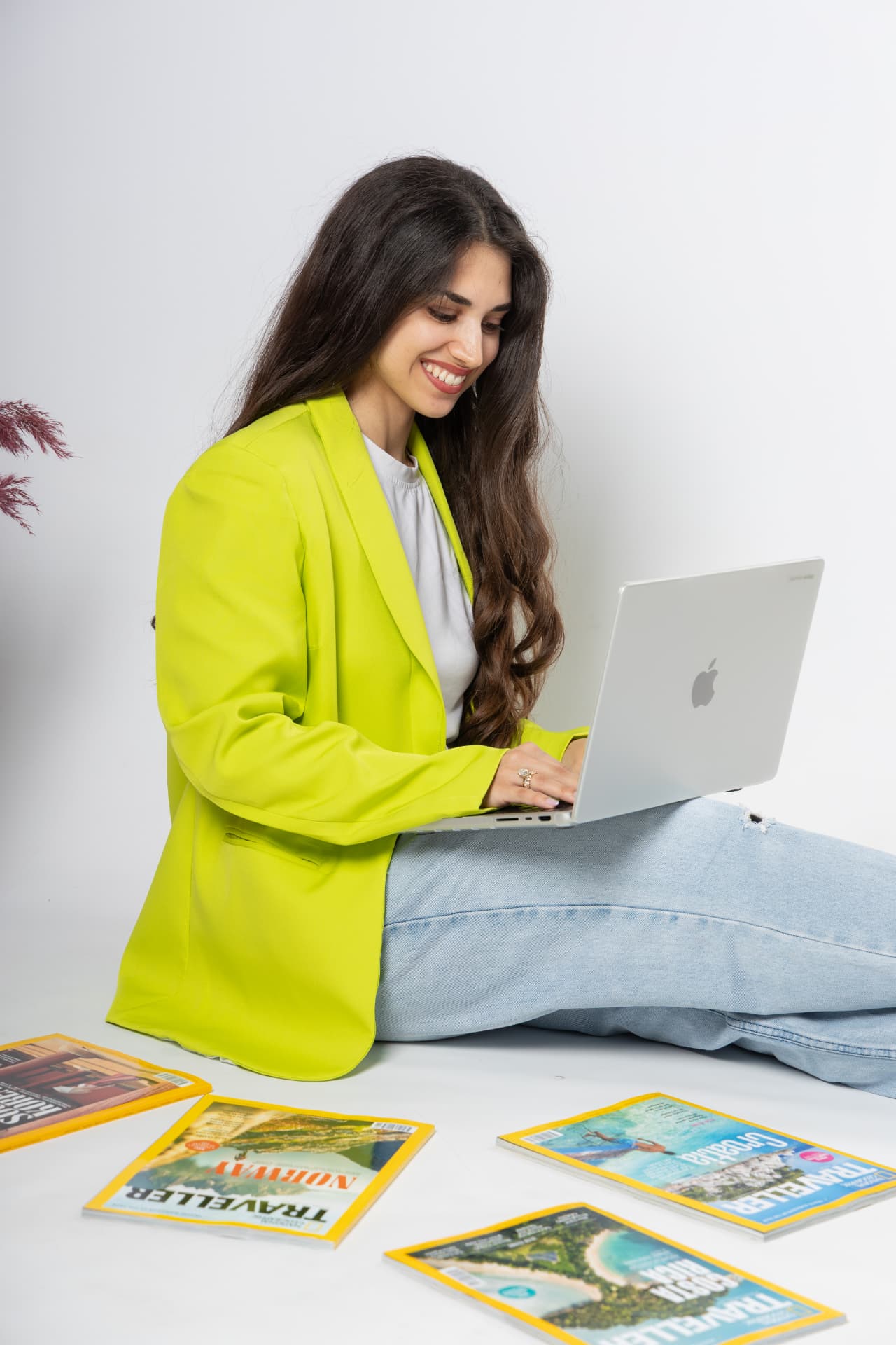 Anna Skyfta working on a laptop